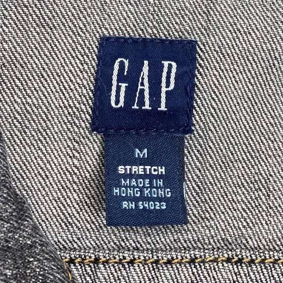 Vintage Gap Distressed Faded Black Grunge Punk Rock Trucker Denim Jean Jacket M - Picture 4 of 10